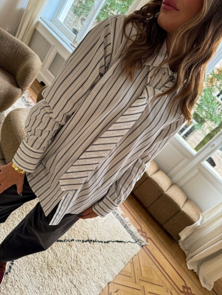 VMANYA LS LOOSE TIE SHIRT WVN 178857002 Cloud