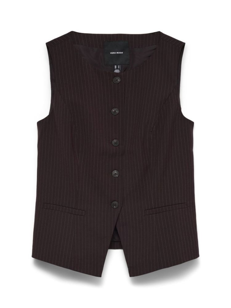 VMRIVA SL PINSTRIPE WAISTCOAT 297957001 Choco