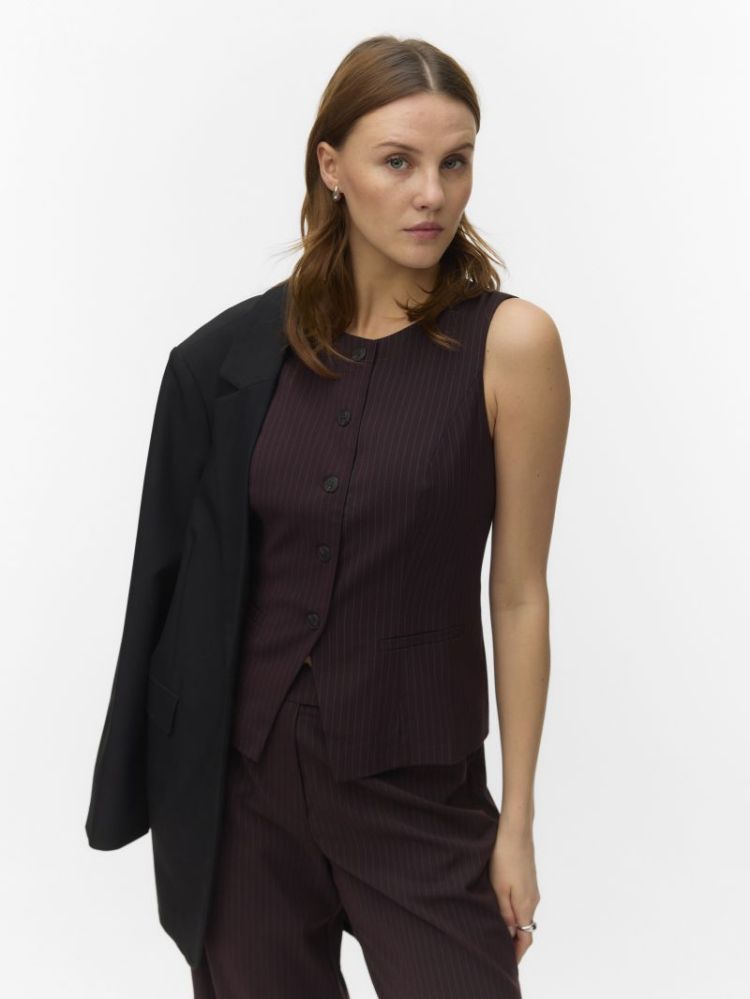 VMRIVA SL PINSTRIPE WAISTCOAT 297957001 Choco