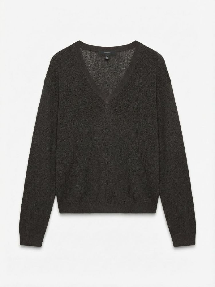 VMBERTA SHINE LS V-NECK PULLOV 297957001 Choco
