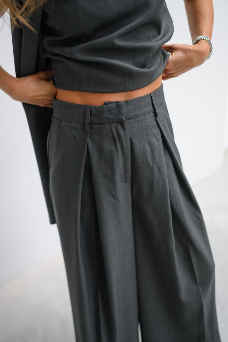 YASELURA HW WIDE PANT S. 299737 Dark Gre