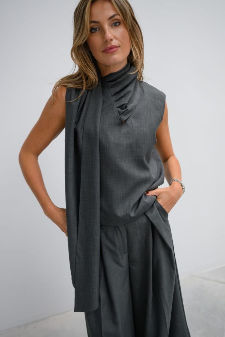 YASELURA SL SCARF TOP S. 190947 Dark Gre